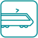 Icon Zug als optischer Hinweis für die Beschreibung nächstgelegener Bahnhöfe